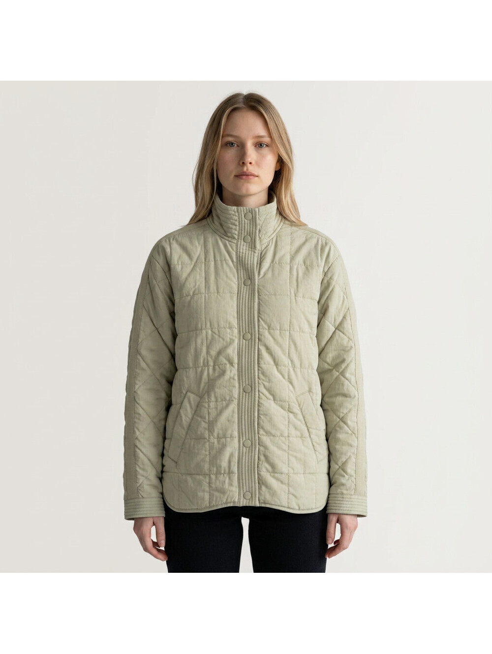 Maurices Quilted Jacket Women S Small Gray Full Zip Long Sleeve Pockets Lined